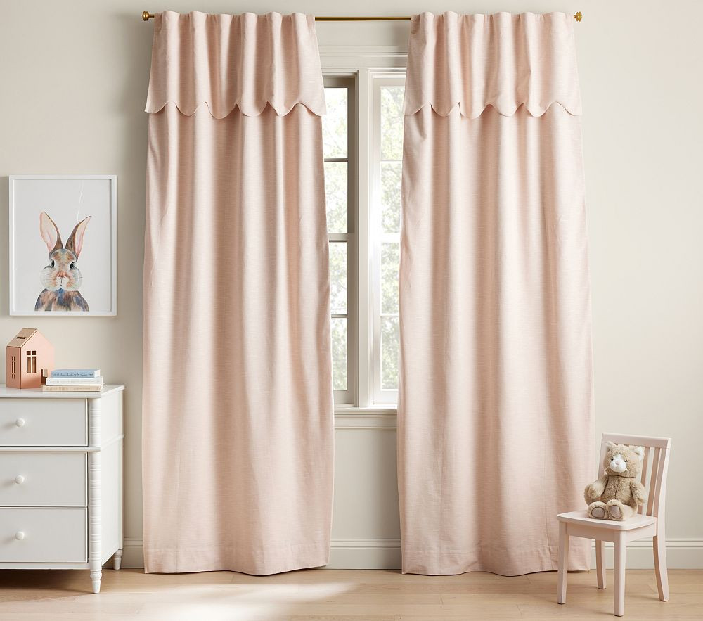 Evelyn Linen Scallop Valance Blackout Curtain | Pottery Barn Kids