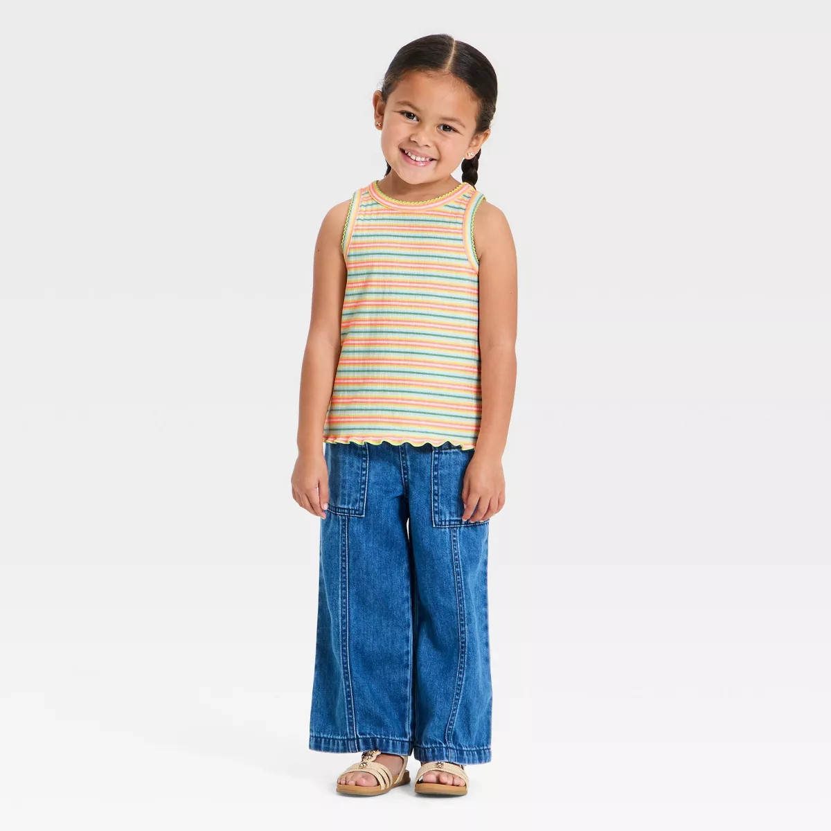 Toddler Girls' Multi Striped Ribbed Tank Top - Cat & Jack™ 4T | Target