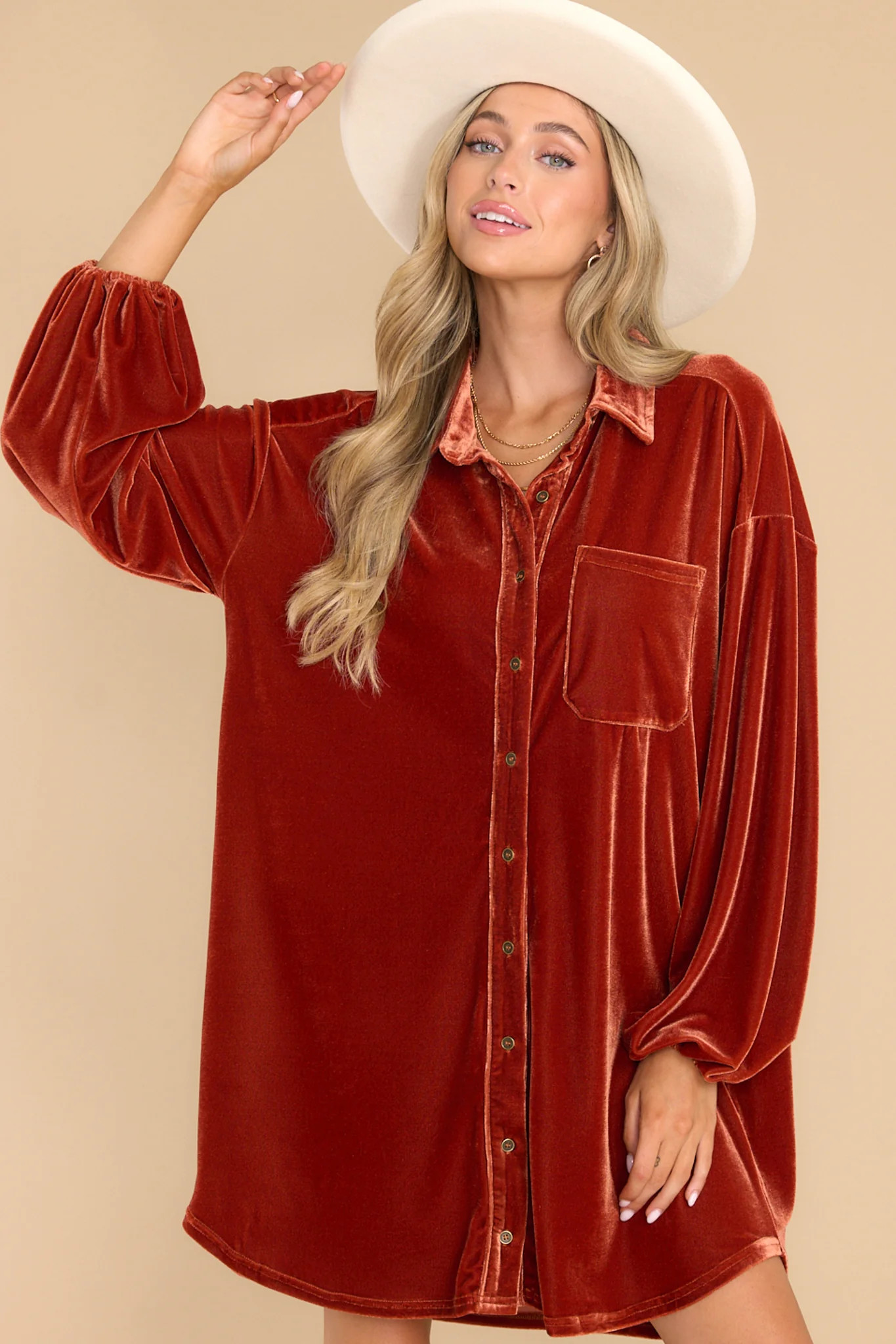 Sure To Impress Light Rust Dress | Red Dress 