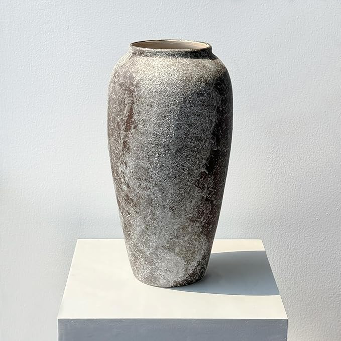 Ceramic Rustic Vase 13 Inch Large Tall Floor Vase Distressed Farmhouse Decor Vintage Pottery Deco... | Amazon (US)