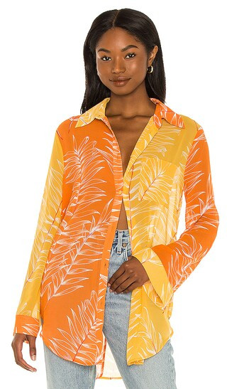 Brynn Shirt Dress in Yellow & Orange | Revolve Clothing (Global)