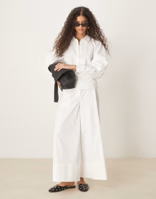 ASOS DESIGN clean wide leg culottes co-ord in white | ASOS (Global)