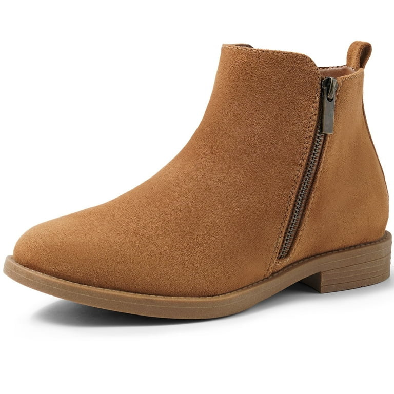 HARVEST LAND Women Chelsea Boots Zip up Short Ankle Flat Booties for Female Fall Winter | Walmart (US)