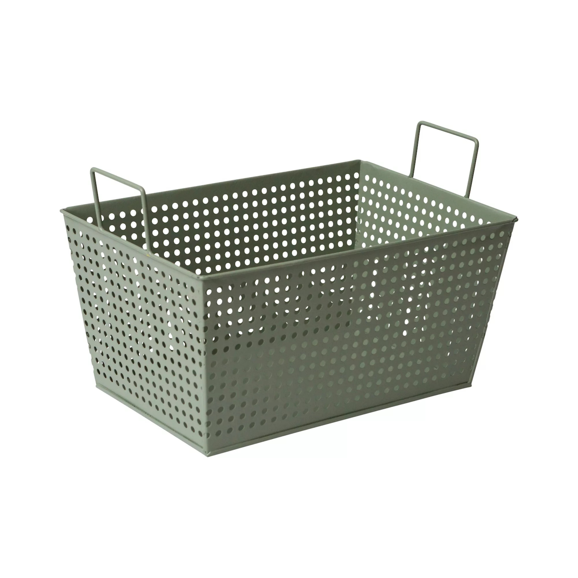 RGI Home Desert Sage Rectangular Metal Decorative Storage Basket with Handles | Kohl's