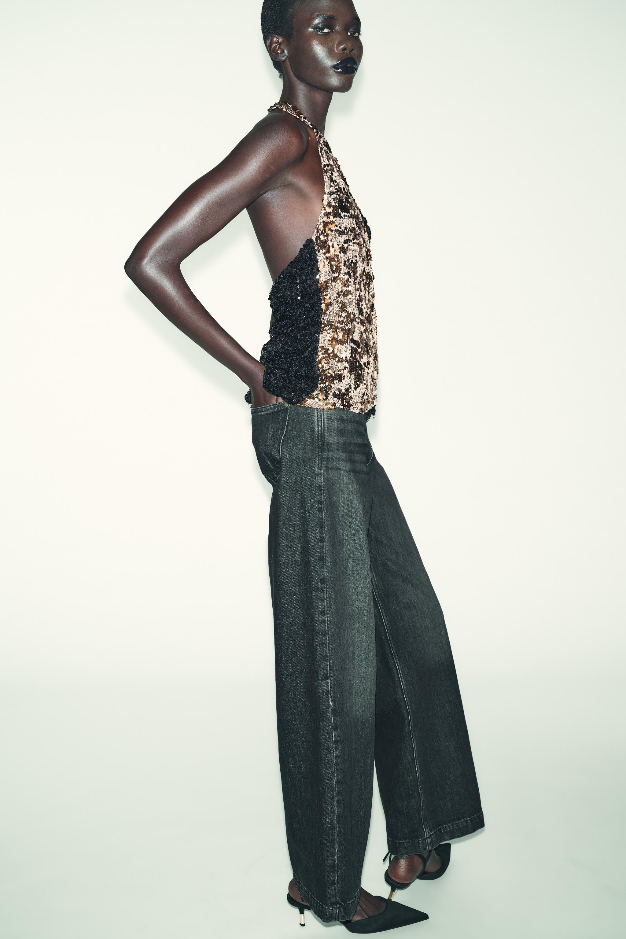 COMBINED SEQUIN HALTER TOP | Zara US