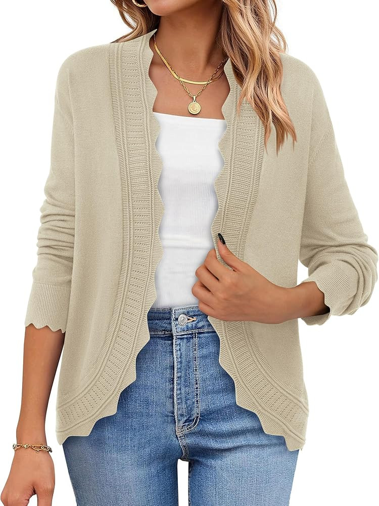 PRETTYGARDEN Cardigans for Women Lightweight Casual Long Sleeve Knitted Open Front Shrugs Sweater... | Amazon (US)