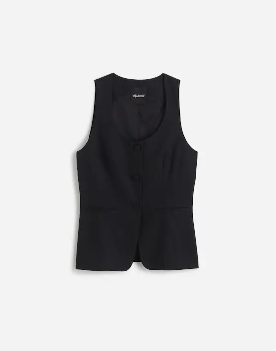 Scoopneck Cutaway Vest in Drapey Twill | Madewell | Madewell