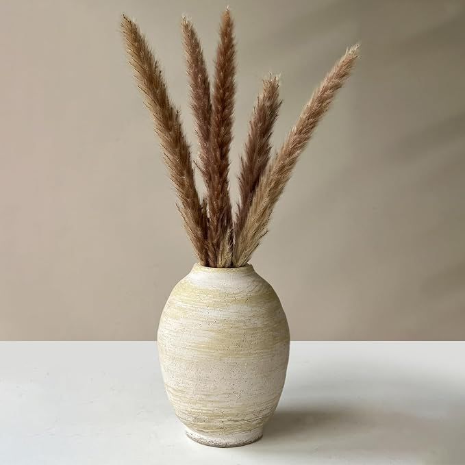 Rustic Ceramic Farmhouse Flower Vase - Boho Ceramic Vase Terra Cotta Pottery Vase for Home Decor,... | Amazon (US)