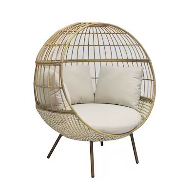 Origin 21 Brennfield Woven Brown Metal Frame Stationary Egg Chair(s) with Off-white Cushioned Sea... | Lowe's