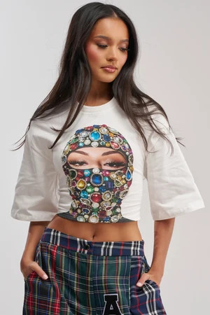 AKIRA Face Card Graphic Cropped T-Shirt | Size 1X | AKIRA