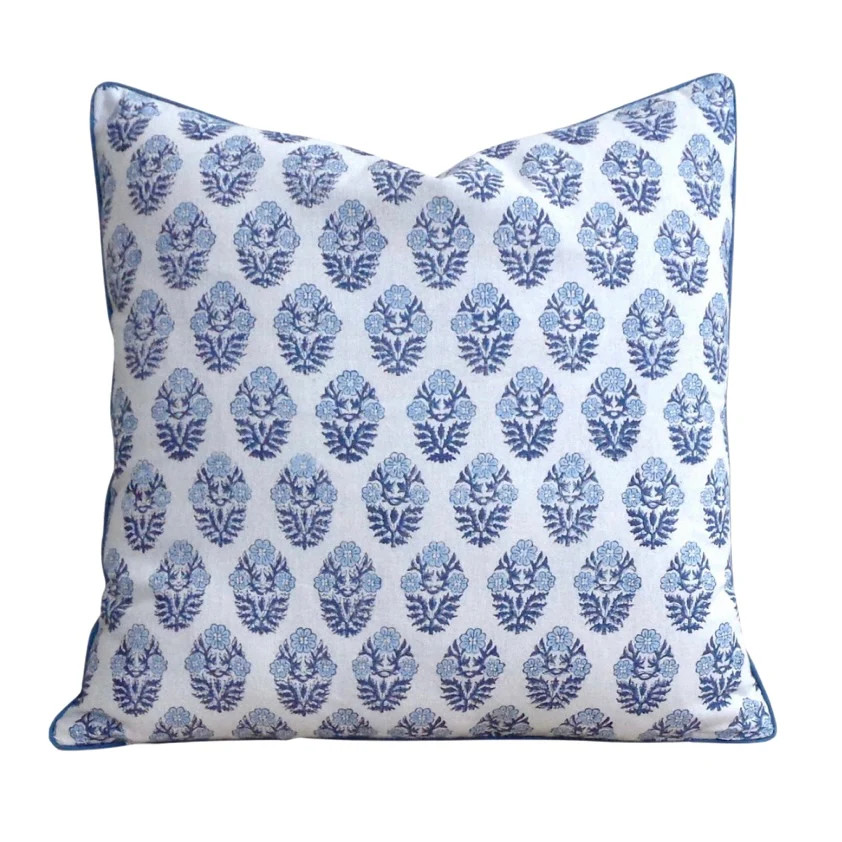 Boota Blue Starlight Piped Pillow Cover (20”x 20”) | Sea Marie Designs