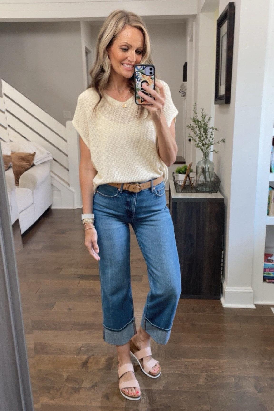 Crochet Summer top, size small 

Reef lookalike sandals | cuffed denim jeans 

#LTKSeasonal #LTKOver40 #LTKFindsUnder50
