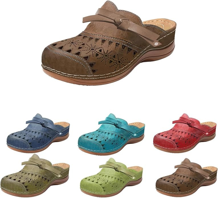 Womens Clogs Mules with Arch Support Closed Toe Slingback Wedge Sandals Comfortable Summer Slip O... | Amazon (US)