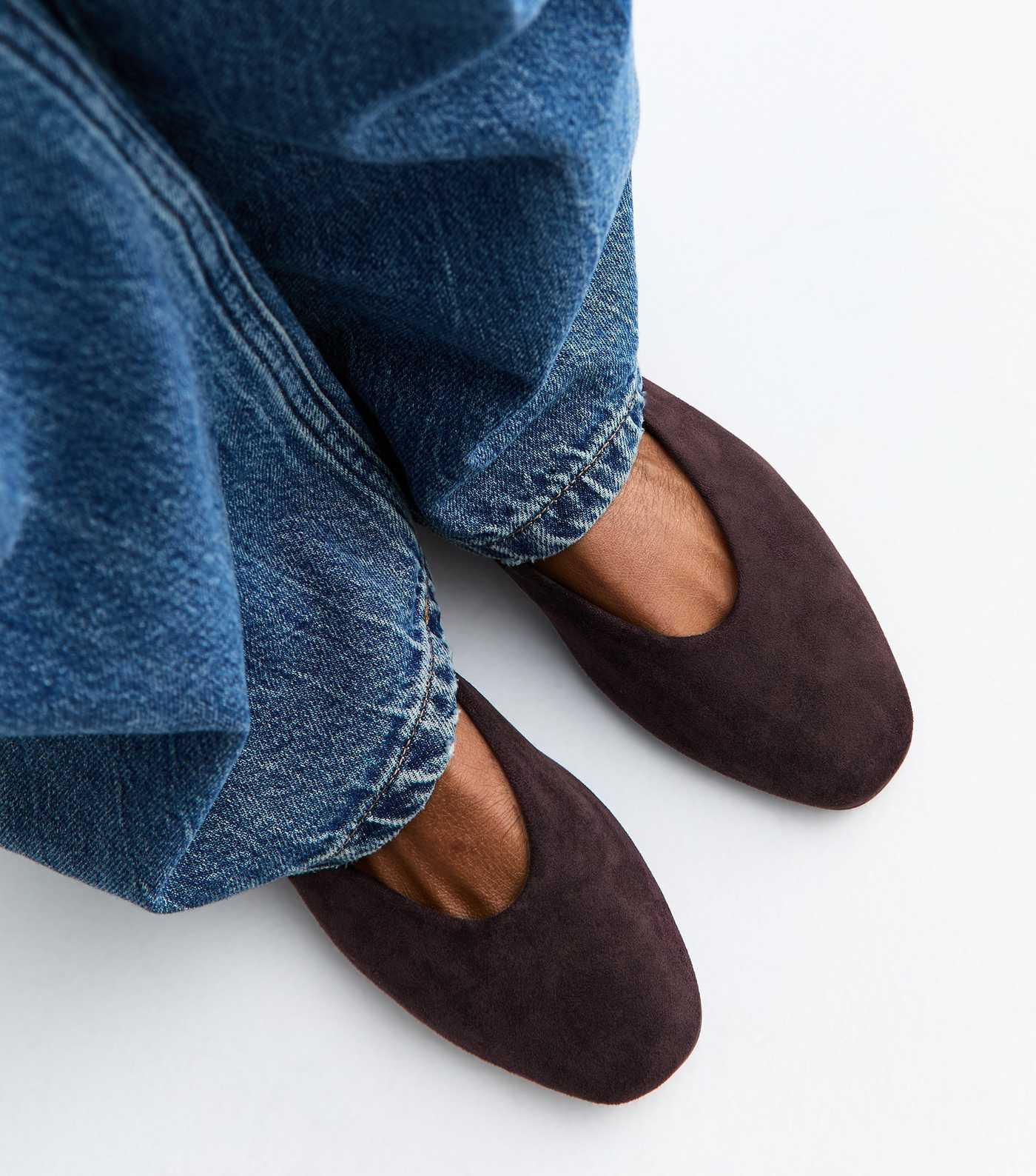 Dark Burgundy Faux Suede Almond Toe Ballerina Flats | New Look | New Look (UK)