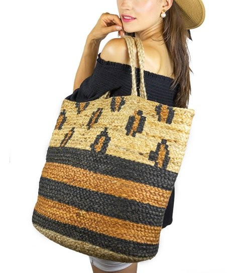 Magid Beige & Orange Leopard & Stripe Oversize Tote | Zulily