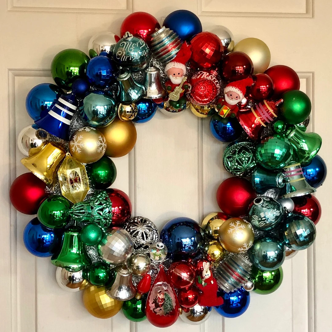 Vintage Ornament Wreath Christmas Ornament Wreath Ornament - Etsy | Etsy (US)