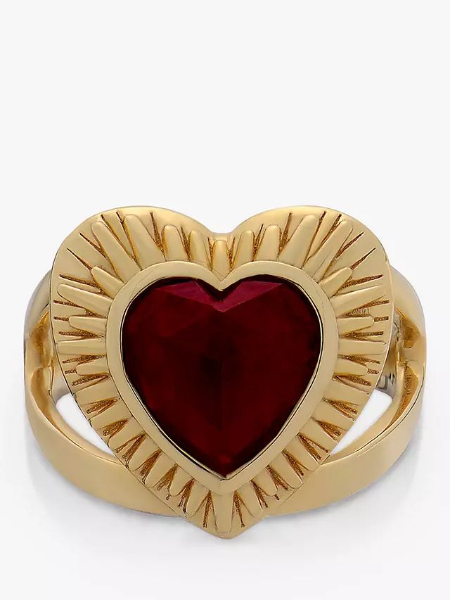 Rachel Jackson London Garnet Heart Cocktail Ring, Gold | John Lewis (UK)