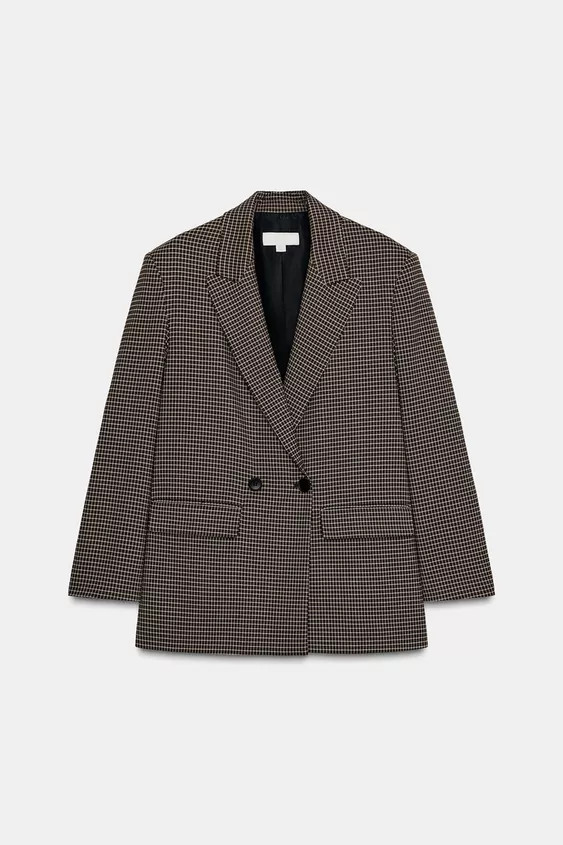 OVERSIZED PLAID DOUBLE-BREASTED BLAZER | Zara Canada