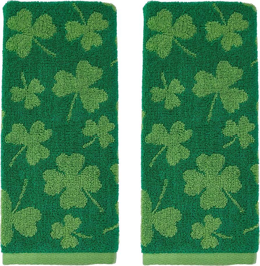 SKL Home St. Patrick's Day Shamrock Jacquard 100% Cotton Reversible 2pc Hand Towel Set, Decorativ... | Amazon (US)