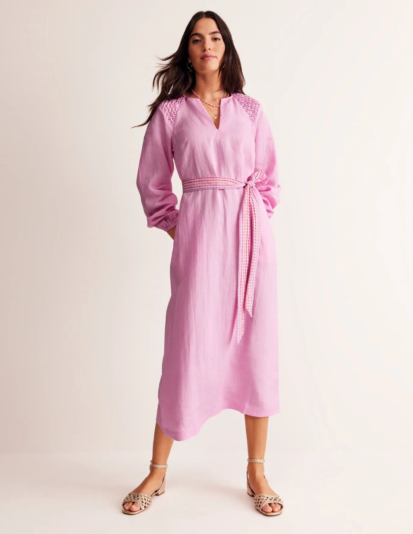 Linen Midi Smocked Dress | Boden (US)