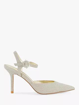 Dune Channel Slingback Court Shoes, Gold | John Lewis (UK)