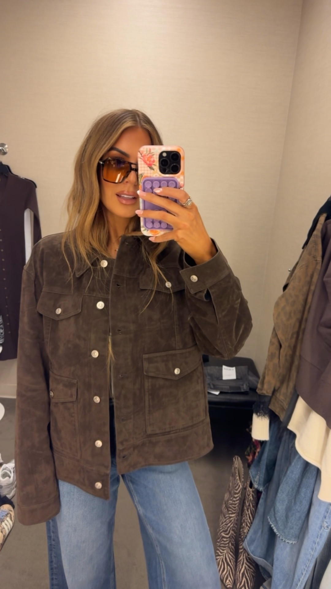 love this dark brown suede jacket from the #nsale wearing a size small in tops and 27 in the jeans

#LTKSaleAlert