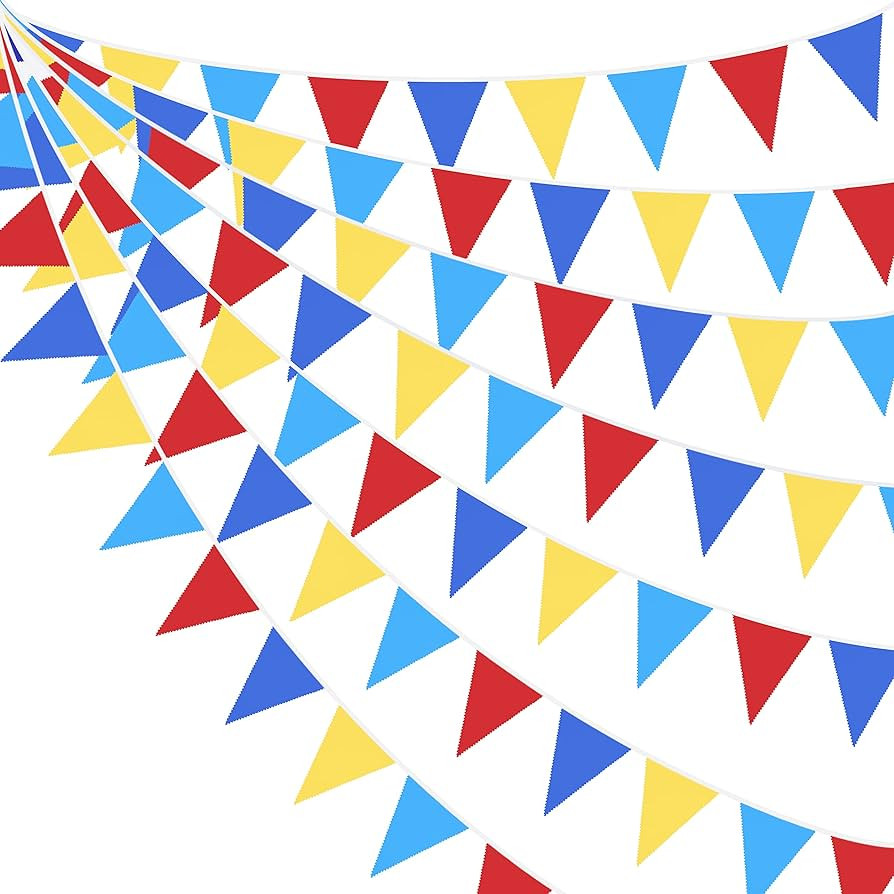32Ft Red Blue Yellow Party Decorations Carnival Circus Clown Triangle Flag Pennant Bunting Banner... | Amazon (US)