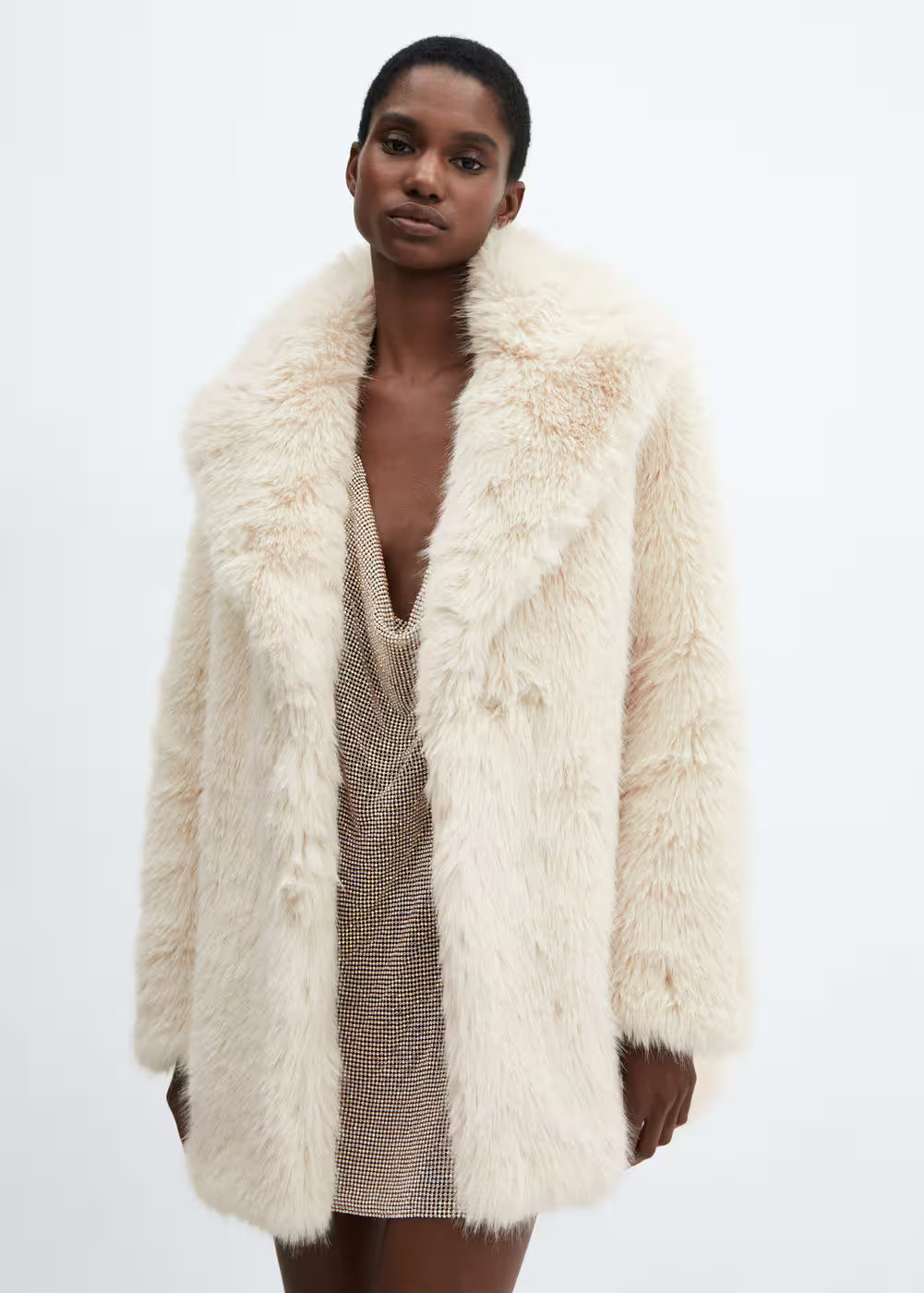 Lapels faux fur coat -  Women | Mango USA | MANGO (US)