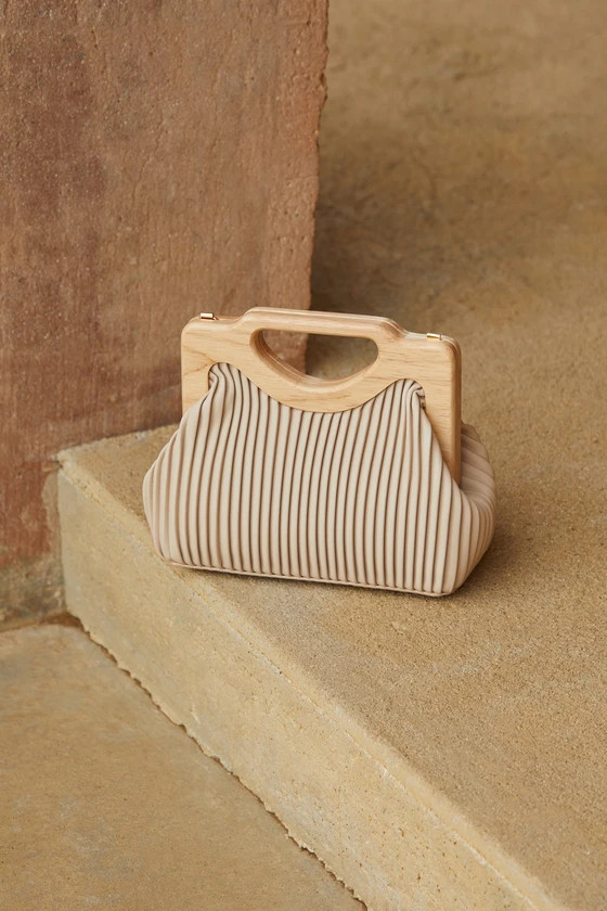 Press Re-Pleat Beige Pleated Handbag | Lulus