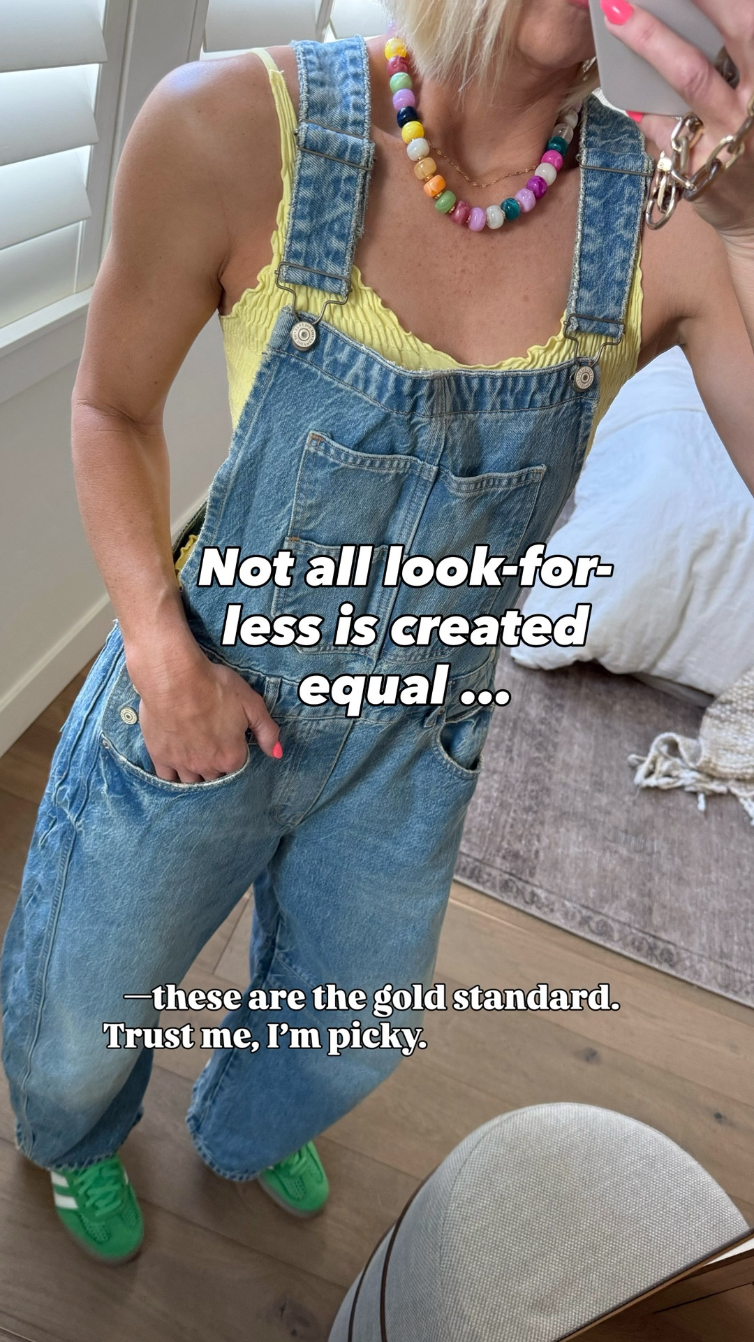 I hunt for the best look-for-less pieces … and these are IT.
This necklace gives Anthro ones a run for their money.
And this tank? I have the FP ONE is 3 colors. This one has adjustable straps which makes it that much better. 
Tank and overalls fit tts 
Go 1/2 down in sneakers

#LTKMothersDay #LTKOver40 #LTKmomlife