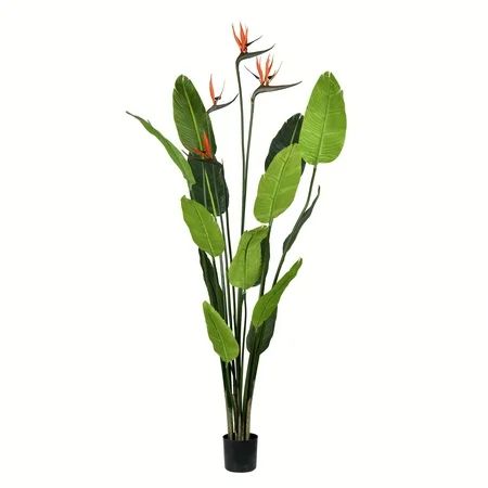 Vickerman Everyday 5 Artificial Potted Birds of Paradise Tree with 14 Leaves and 4 beautiful flowers | Walmart (US)