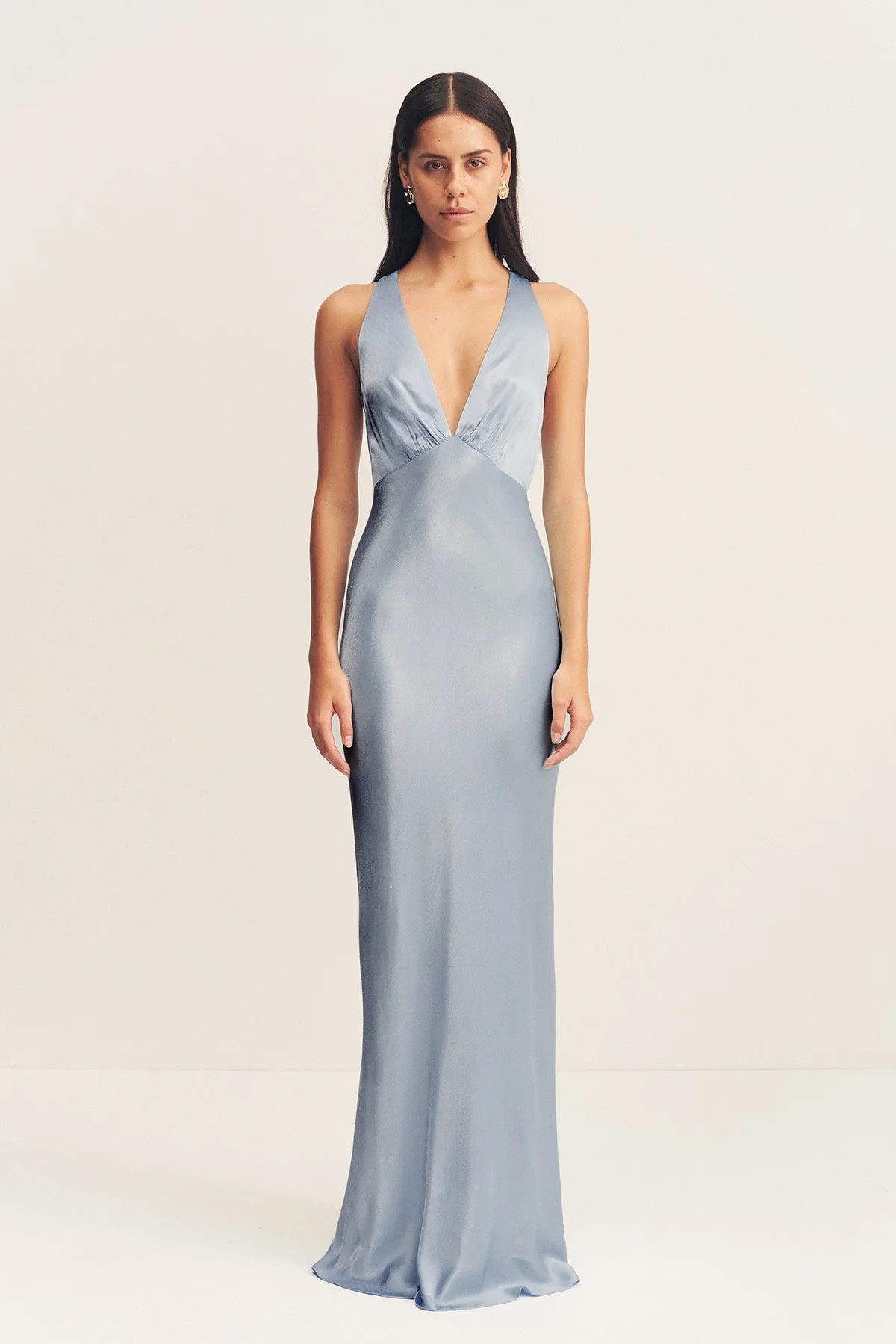 La Lune Plunged Cross Back Maxi Dress | Powder Blue | Dresses | Shona Joy | Shona Joy