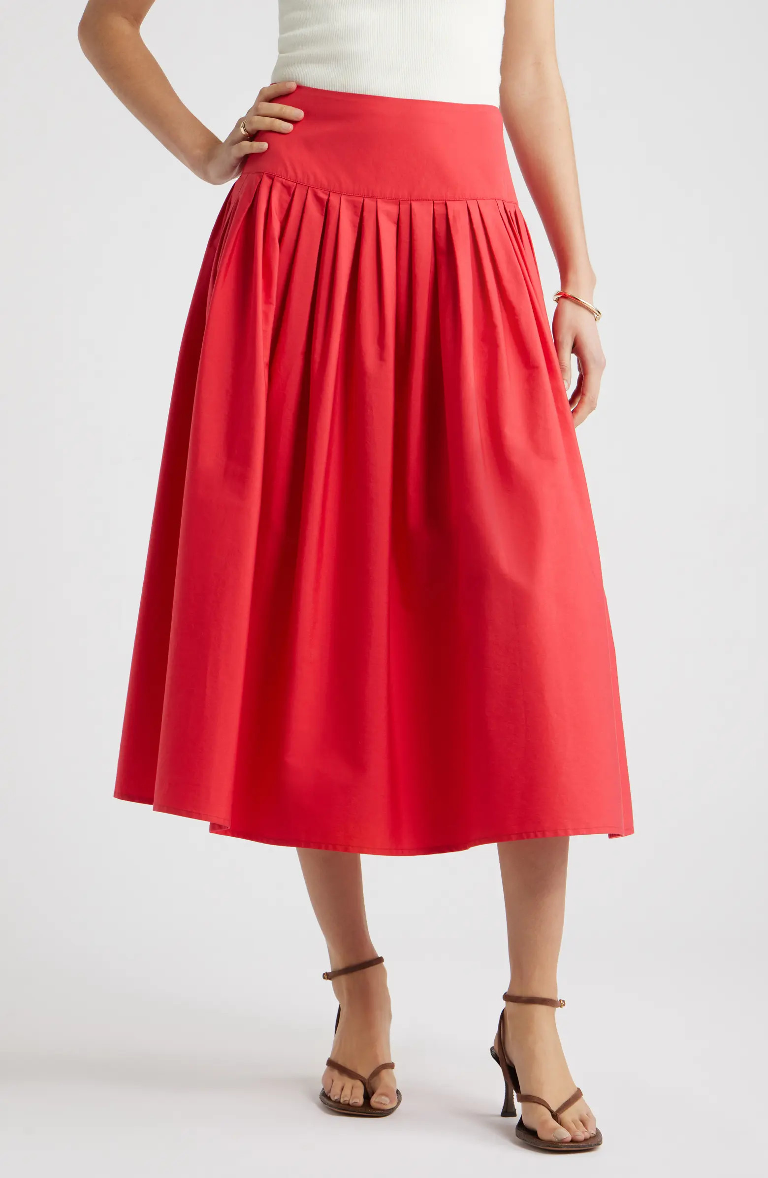 Pleated Cotton Poplin Skirt | Nordstrom