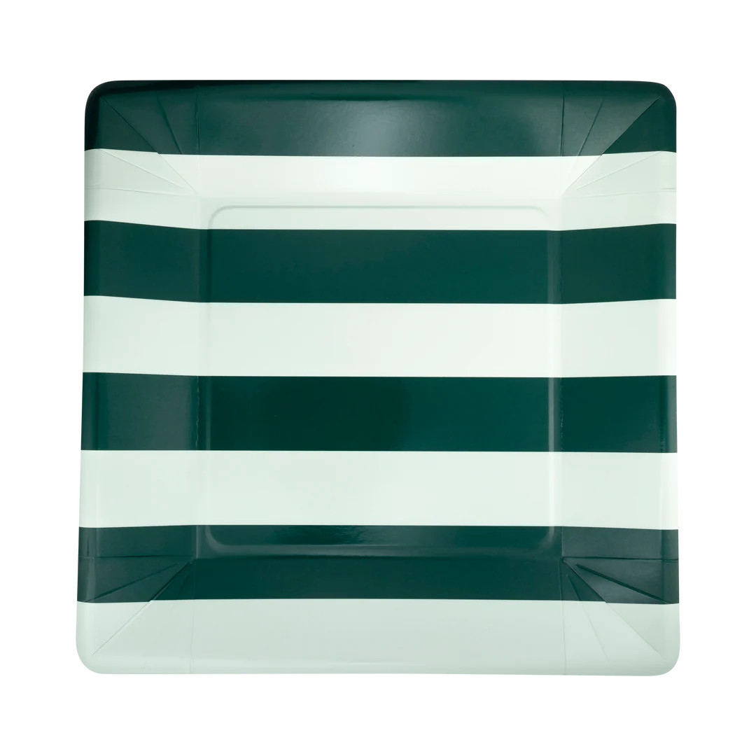Green and Mint Striped 11" Plate | My Mind's Eye