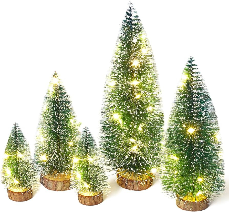 Mini Christmas Tree with Lights, Small Table Top Decorations, Desktop Miniature Pine Tree Xmas Ho... | Amazon (US)