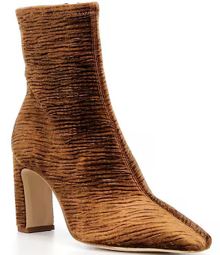 Gianni Bini Irvin Stretch Ruched Velvet Block Heel Booties | Dillard's | Dillard's