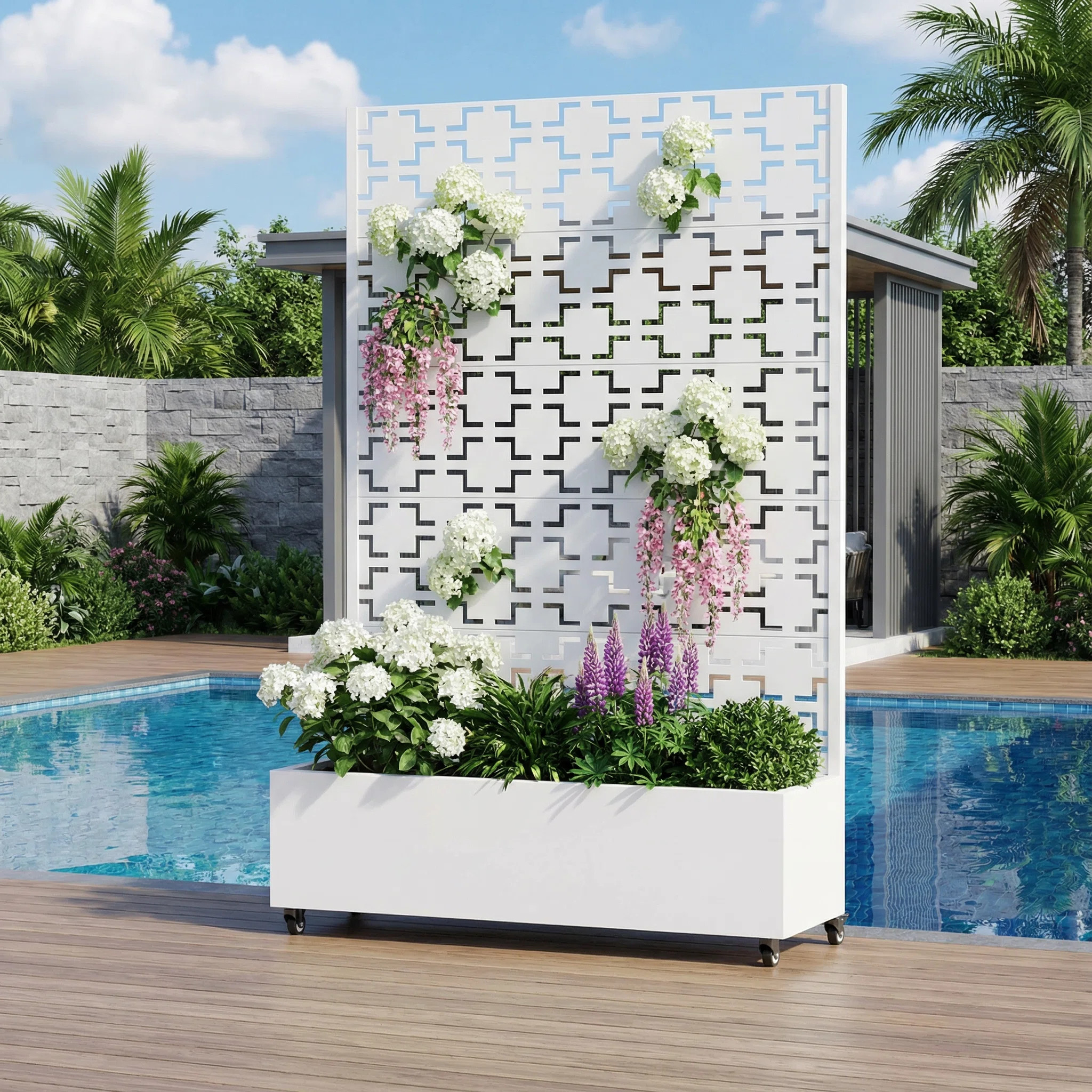 Metal Planter Box with Trellis with Wheels | Wayfair North America