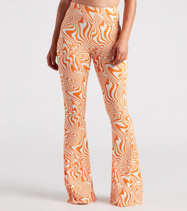 Total Jetsetter Swirl Print Flare Pants | Windsor Stores