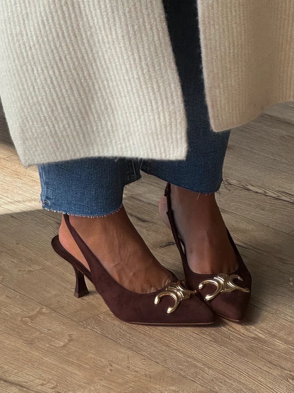 Triomphe Slingback Kitten Heels | Chocolate | RESTOCK | Shop Talulah