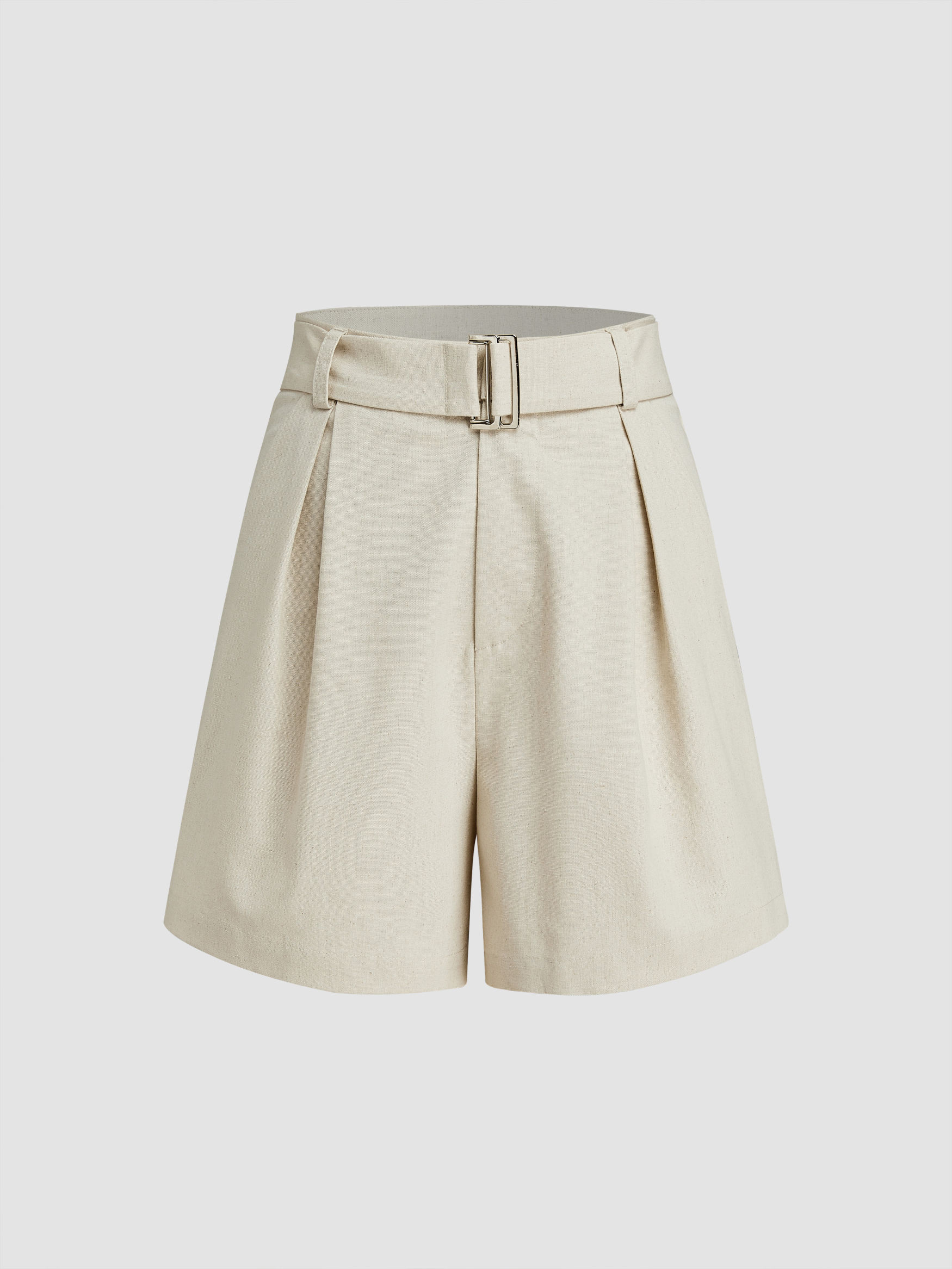 Linen Shop Linen-blend Linen-blend Mid Rise Solid Bermuda Shorts With Belt For Vacation | Cider