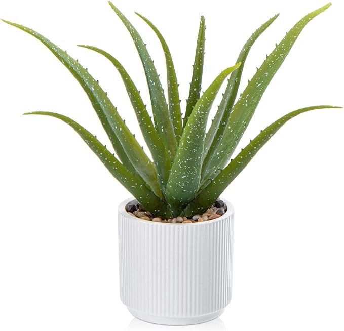 Artificial Succulent Aloe Plants 13 Inch Large Faux Succulents with Ceramic Pot Fake Aloe Potted ... | Amazon (US)