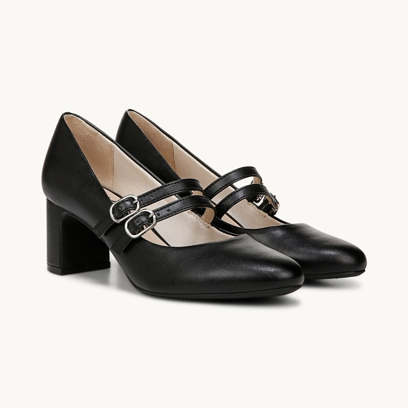 LifeStride True Mary Jane Pump Shoes (Black Faux Leather) Fabric 8.5 W | LIfeStride
