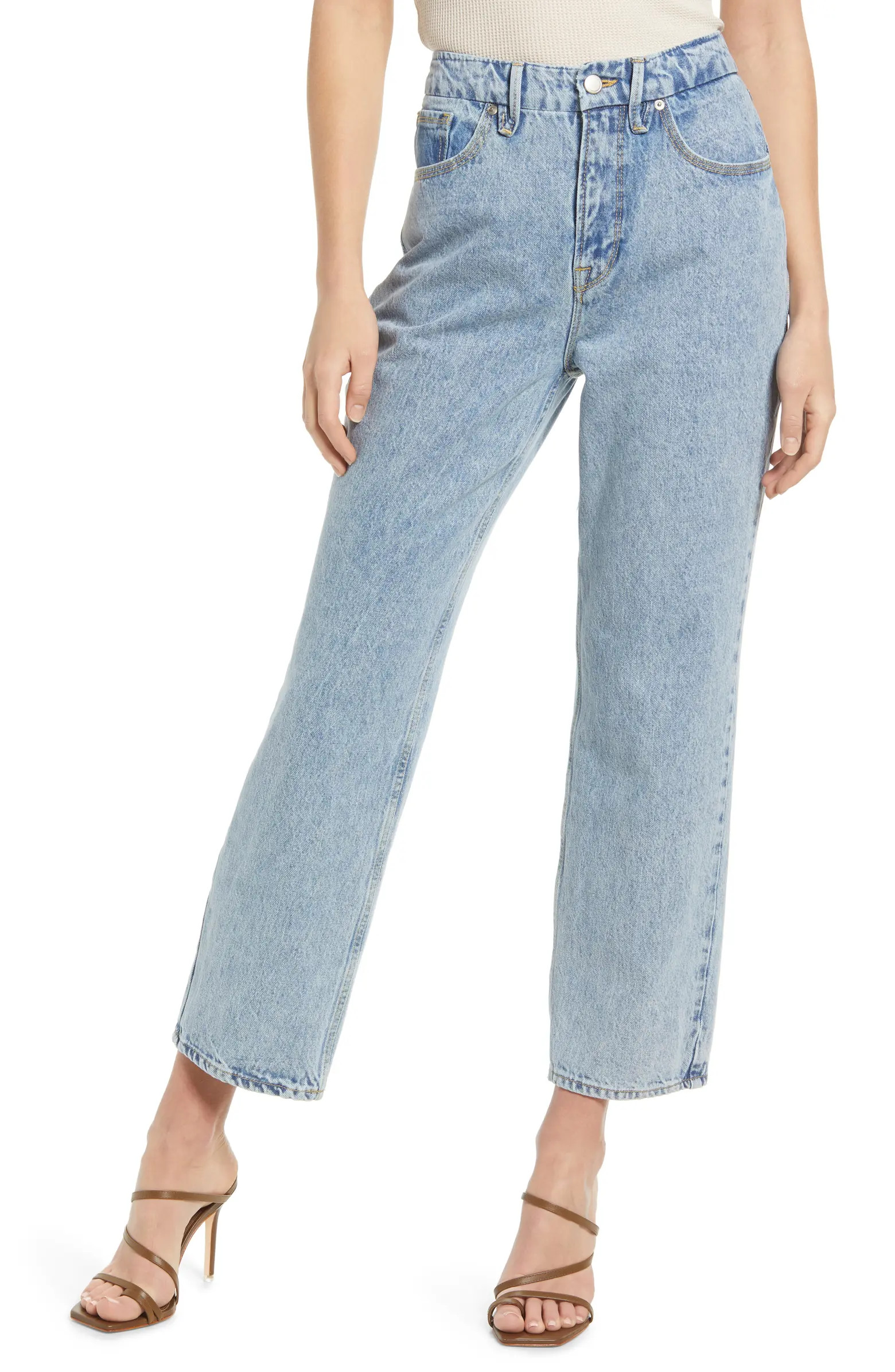 Good American Good '90s Duster Crop Straight Leg Jeans | Nordstrom | Nordstrom