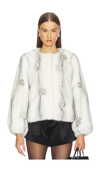 Faux Mink Benson Coat in Ivory & Clear | Revolve Clothing (Global)