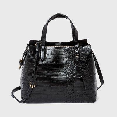 Alligator Print Triple Compartment Satchel Handbag - A New Day&#8482; Black | Target