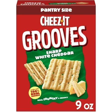 Cheez-It Grooves Sharp White Cheddar Crunchy Cheese Crackers, Snack Crackers, 9 oz | Walmart (US)