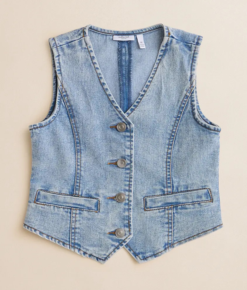 Girls - Washed Denim Stretch Vest | Buckle