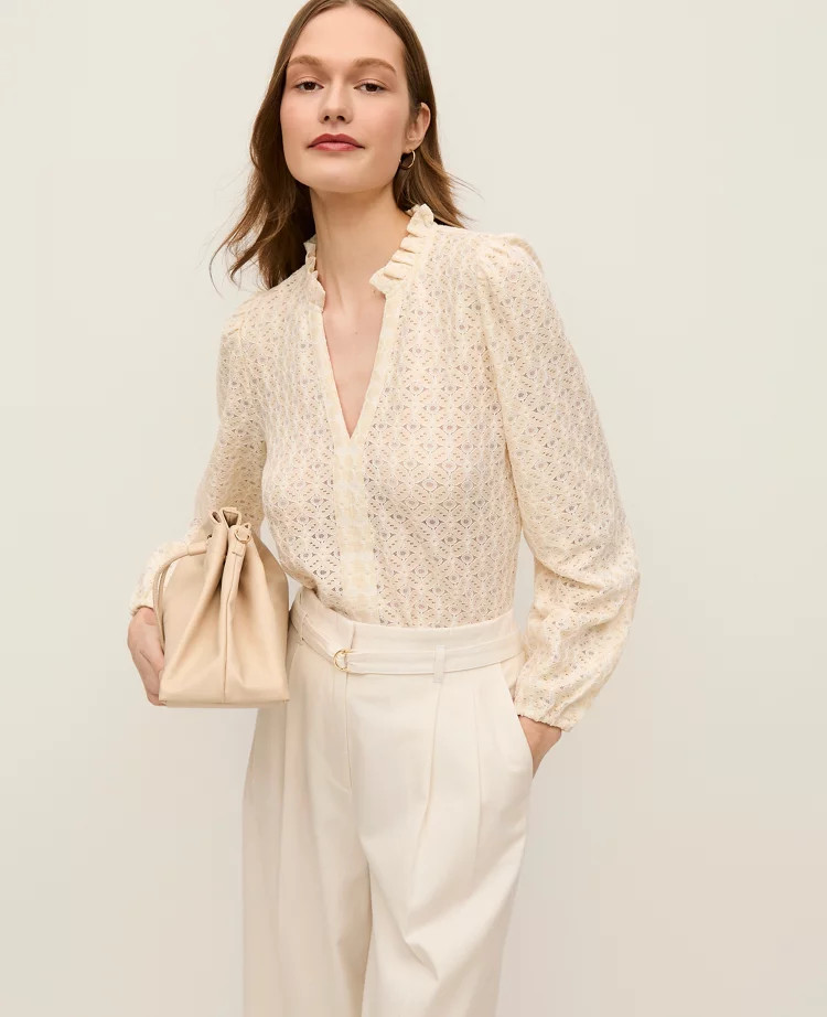 Ruffle Collar Top | Ann Taylor