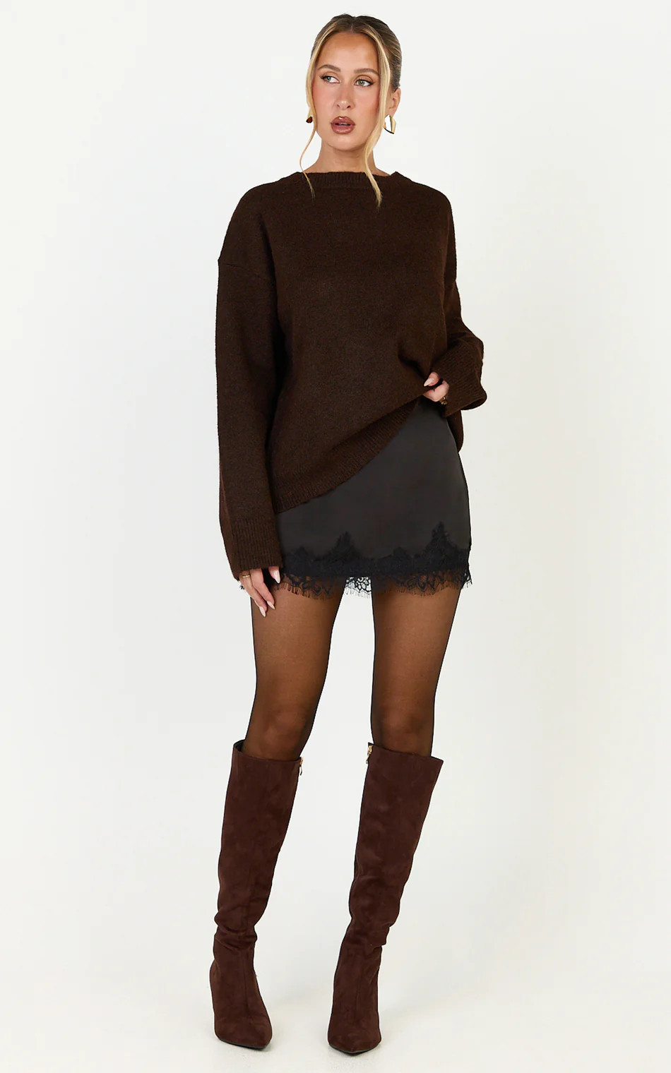 Lace Trim Skirt in Black | Showpo (US, UK & Europe)