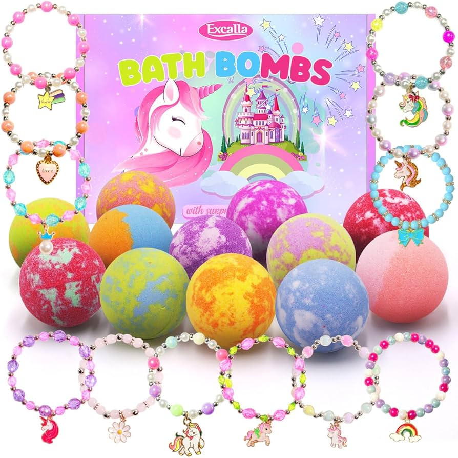 Unicorn Bath Bombs for Kids Girls with Toys Surprise Jewelry Inside, 12pcs Kids Bath Bombs Gift S... | Amazon (US)